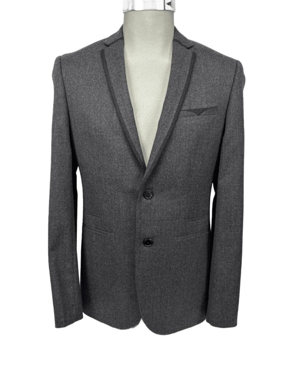 JEAN-LOUIS SCHERRER NWT Wool Blend Two-Button Grey Mens Kinks Blazer EU 46 US 36